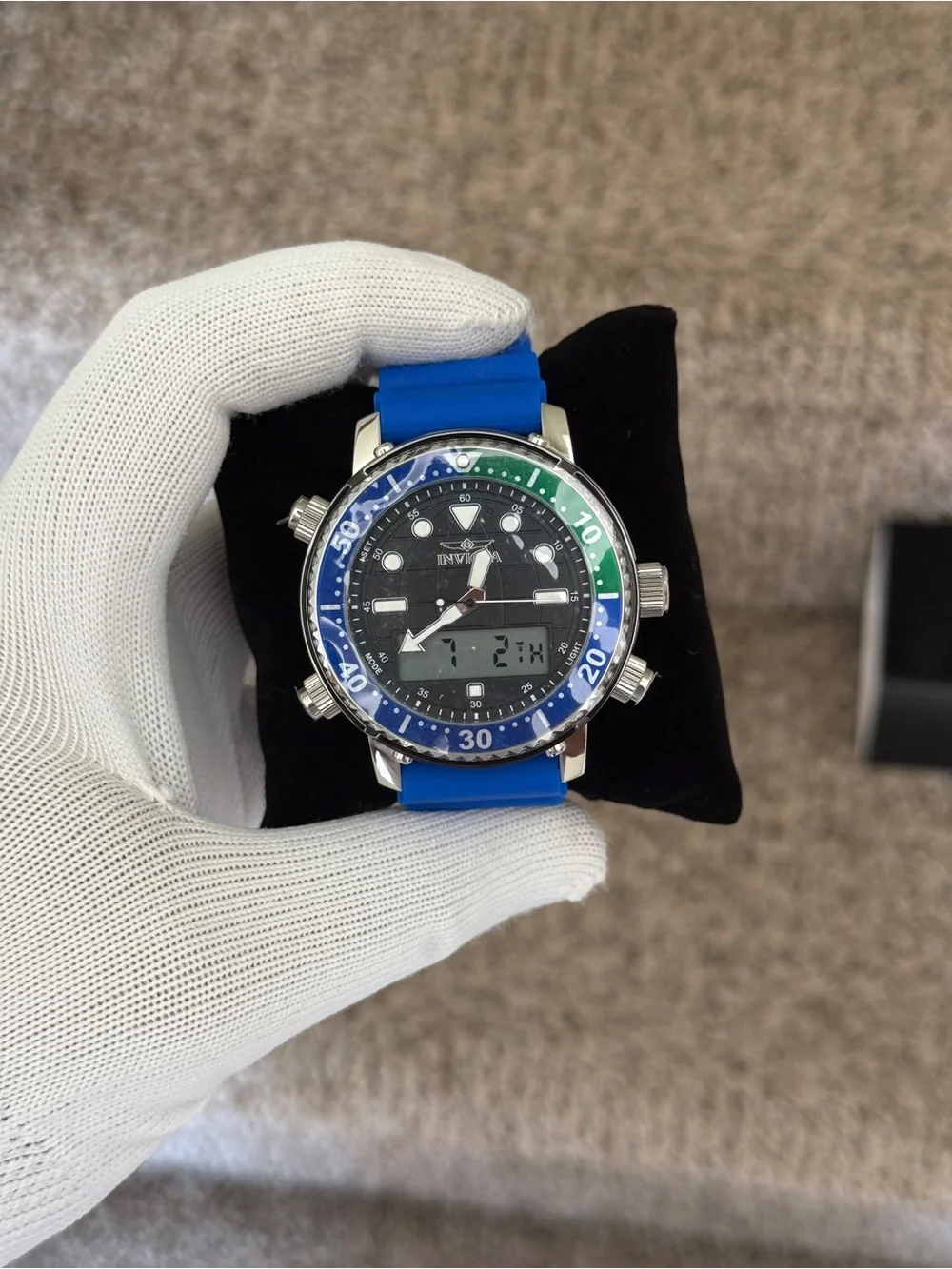 Invicta Blue and Green Dual-Display Sport Watch Mens